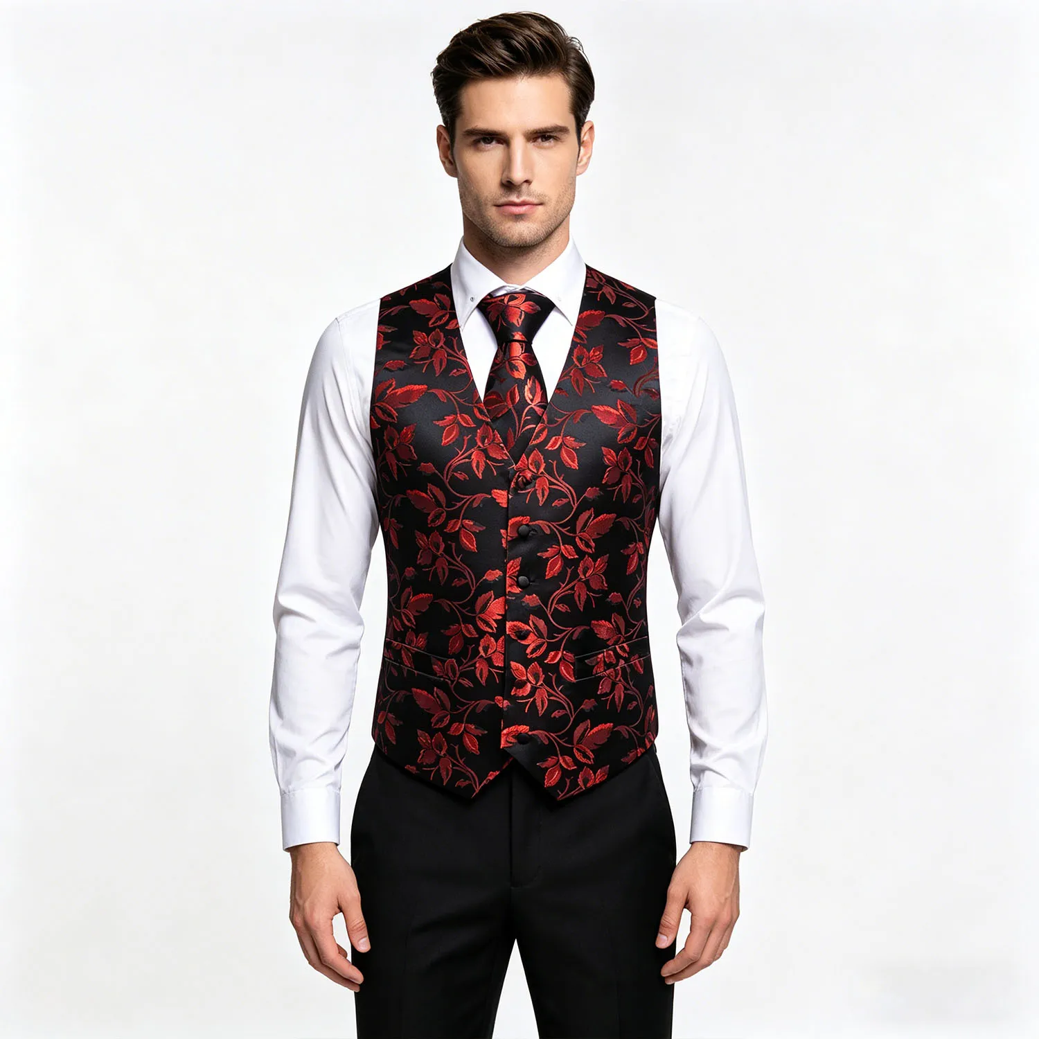 Men's Flroal V-Neck Suit Vest, Single-Breasted Formal Waistcoat , Fit Dress Vest for Wedding, Business, Party Special Occasions
Men's Flroal V-Neck Suit Vest, Single-Breasted Formal Waistcoat , Fit Dress Vest for Wedding, Business, Party Special Occasions