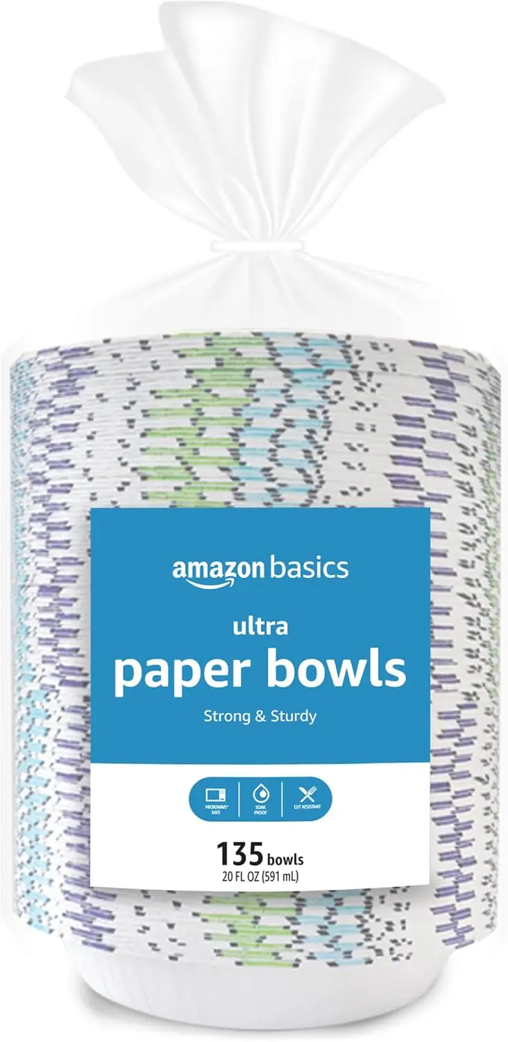 Disposable Paper Bowls 20 Oz, Microwave Safe, Soak Proof, Strong & Sturdy, White, 540 Count
Disposable Paper Bowls 20 Oz, Microwave Safe, Soak Proof, Strong & Sturdy, White, 540 Count