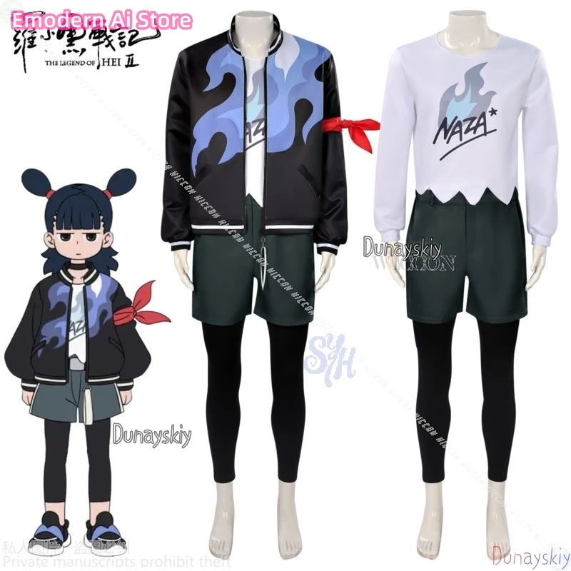 Anime Movie The Legend Of Hei 2 Cosplay Naza 코스프레 Black Jacket Punk Flame Print Shorts Leggings Halloween Christmas Party Cos
Anime Movie The Legend Of Hei 2 Cosplay Naza 코스프레 Black Jacket Punk Flame Print Shorts Leggings Halloween Christmas Party Cos