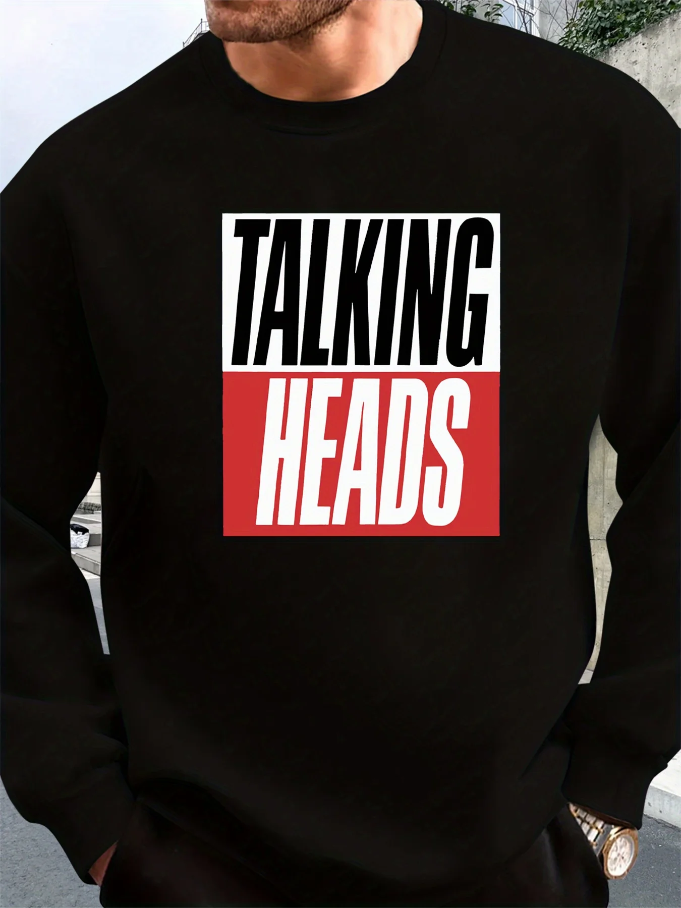Men's Graphic Sweatshirt - Talking Heads Print Black/White/Red Pullover | Loose Fit Long Sleeve Crewneck Sweater
Men's Graphic Sweatshirt - Talking Heads Print Black/White/Red Pullover | Loose Fit Long Sleeve Crewneck Sweater