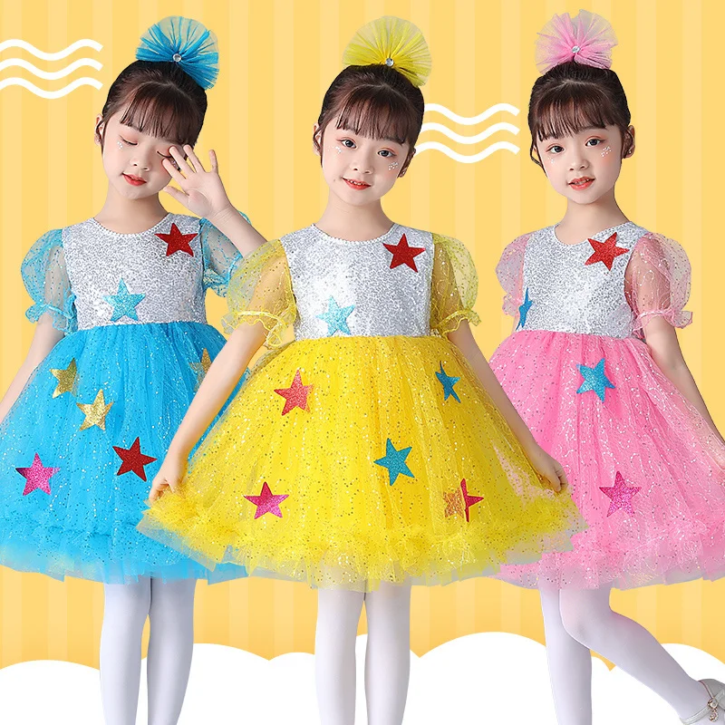 Children's performance clothing fluffy skirts Little Star dance yellow princess holographic
Children's performance clothing fluffy skirts Little Star dance yellow princess holographic