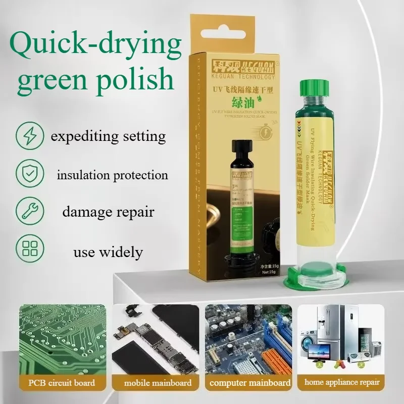 KEGUAN UV Curing Green Solder Mask Fast Solidify Anti-short Circuit For Mobile Phone Mainboard Computer Mainboard PCB Repair
KEGUAN UV Curing Green Solder Mask Fast Solidify Anti-short Circuit For Mobile Phone Mainboard Computer Mainboard PCB Repair