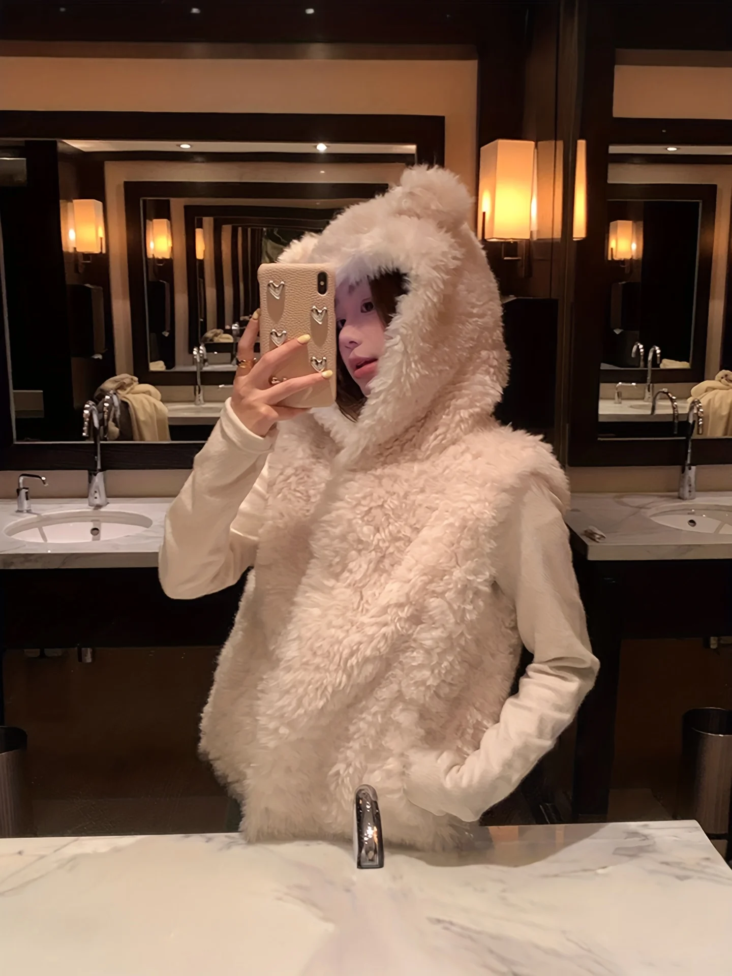 Korean Style Cute Bear Ear Hooded Vest - Plush Lambskin Winter Jacket Slim Fit Zipper Closure Machine Washable Cold Weather Coat
Korean Style Cute Bear Ear Hooded Vest - Plush Lambskin Winter Jacket Slim Fit Zipper Closure Machine Washable Cold Weather Coat