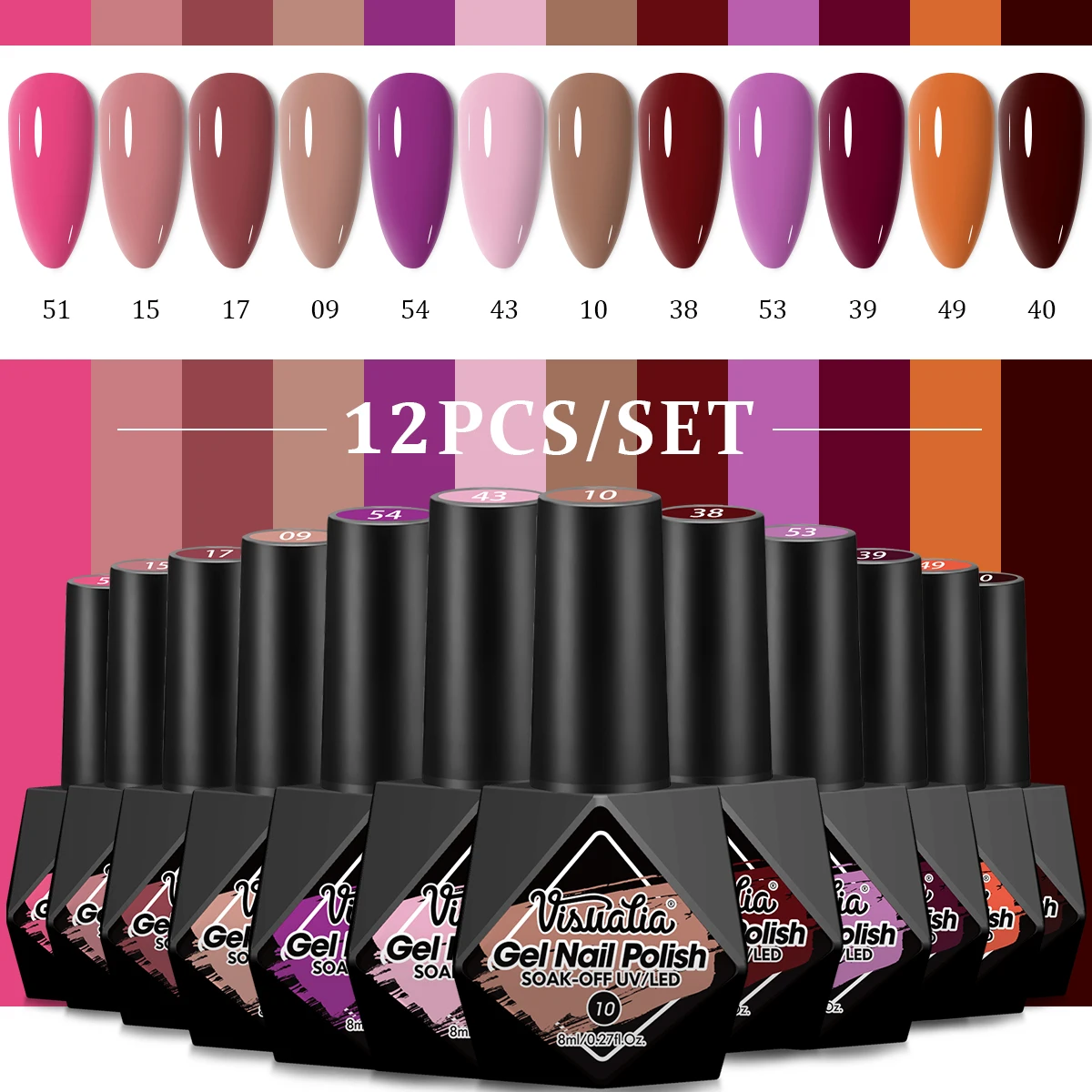 Visuatia 12Pcs Nail Polish Set - Quick-Drying Nail Polish, Nail Polish Set, Nail Polish, Regular Nail Polish, Traditional Nail Polish With/Without Lamp, Nail Polish with Brush, Women's Nail Polish, Gel Nail Polish with Lamp, Nail Technician Supplies
Visuatia 12Pcs Nail Polish Set - Quick-Drying Nail Polish, Nail Polish Set, Nail Polish, Regular Nail Polish, Traditional Nail Polish With/Without Lamp, Nail Polish with Brush, Women's Nail Polish, Gel Nail Polish with Lamp, Nail Technician Supplies