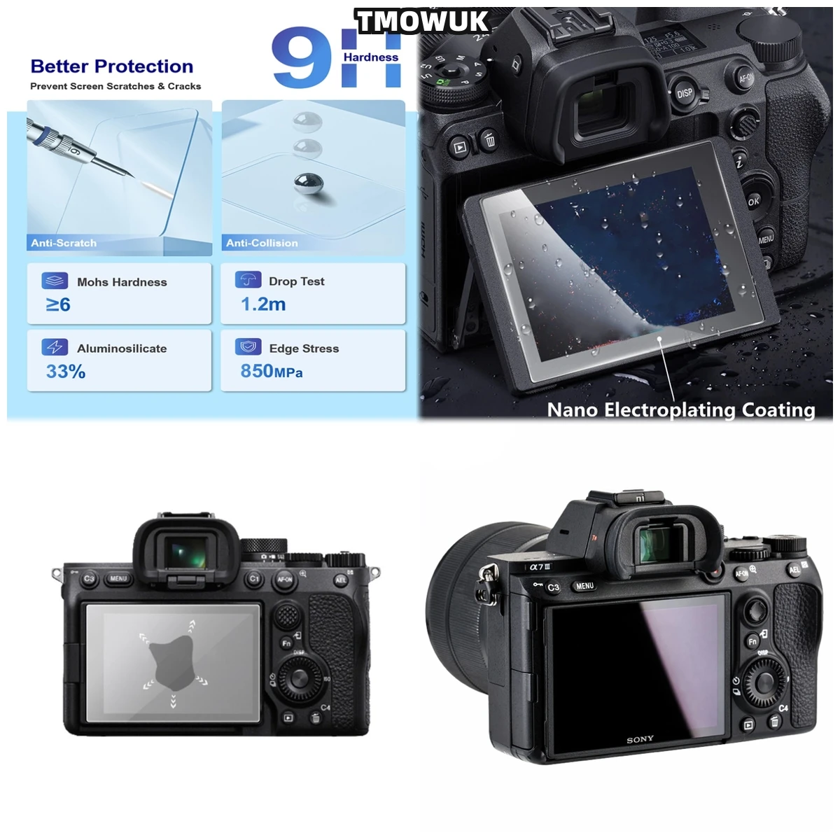 For A9 A9II A7RII A7RIII A7R4 A7R4A A7SMII - 9H Anti-Scratch Tempered Film For LCD Screen
For A9 A9II A7RII A7RIII A7R4 A7R4A A7SMII - 9H Anti-Scratch Tempered Film For LCD Screen