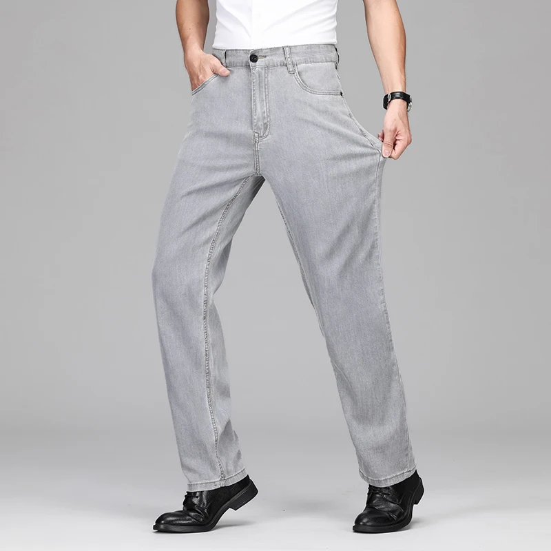 2025 Summer Men's Lyocell Jeans Lightweight Loose Straight Leg Ice Silk Casual Wide Fit Breathable Comfort Office Ready
2025 Summer Men's Lyocell Jeans Lightweight Loose Straight Leg Ice Silk Casual Wide Fit Breathable Comfort Office Ready