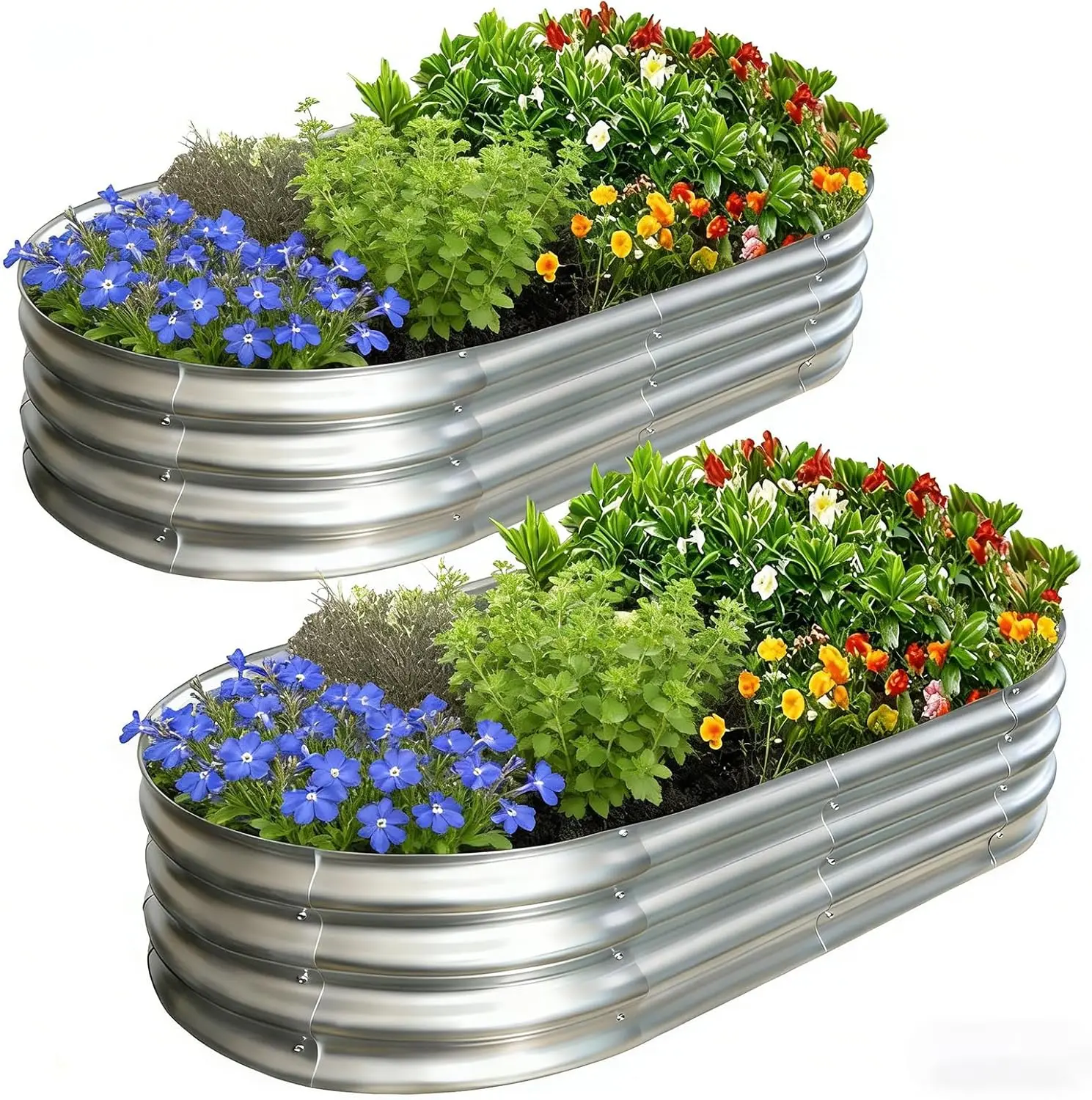 Oval Galvanized Raised Garden Bed Kit, 4x2x1FT 2-Pack, Large Metal Planter Boxes for Vegetables, Fruits, Flowers, Easy Assembly
Oval Galvanized Raised Garden Bed Kit, 4x2x1FT 2-Pack, Large Metal Planter Boxes for Vegetables, Fruits, Flowers, Easy Assembly