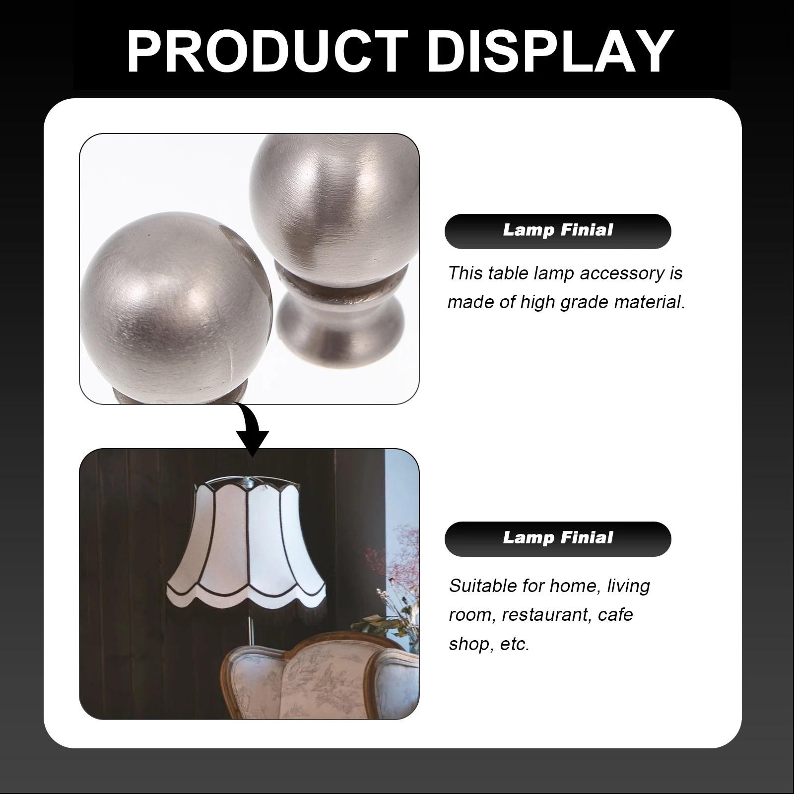 2pcs Vintage Horn Frame Lamp Finial Silver Light Knob Durable Fade-Resistant Easy Install Free Combination for Bedside Floor
2pcs Vintage Horn Frame Lamp Finial Silver Light Knob Durable Fade-Resistant Easy Install Free Combination for Bedside Floor