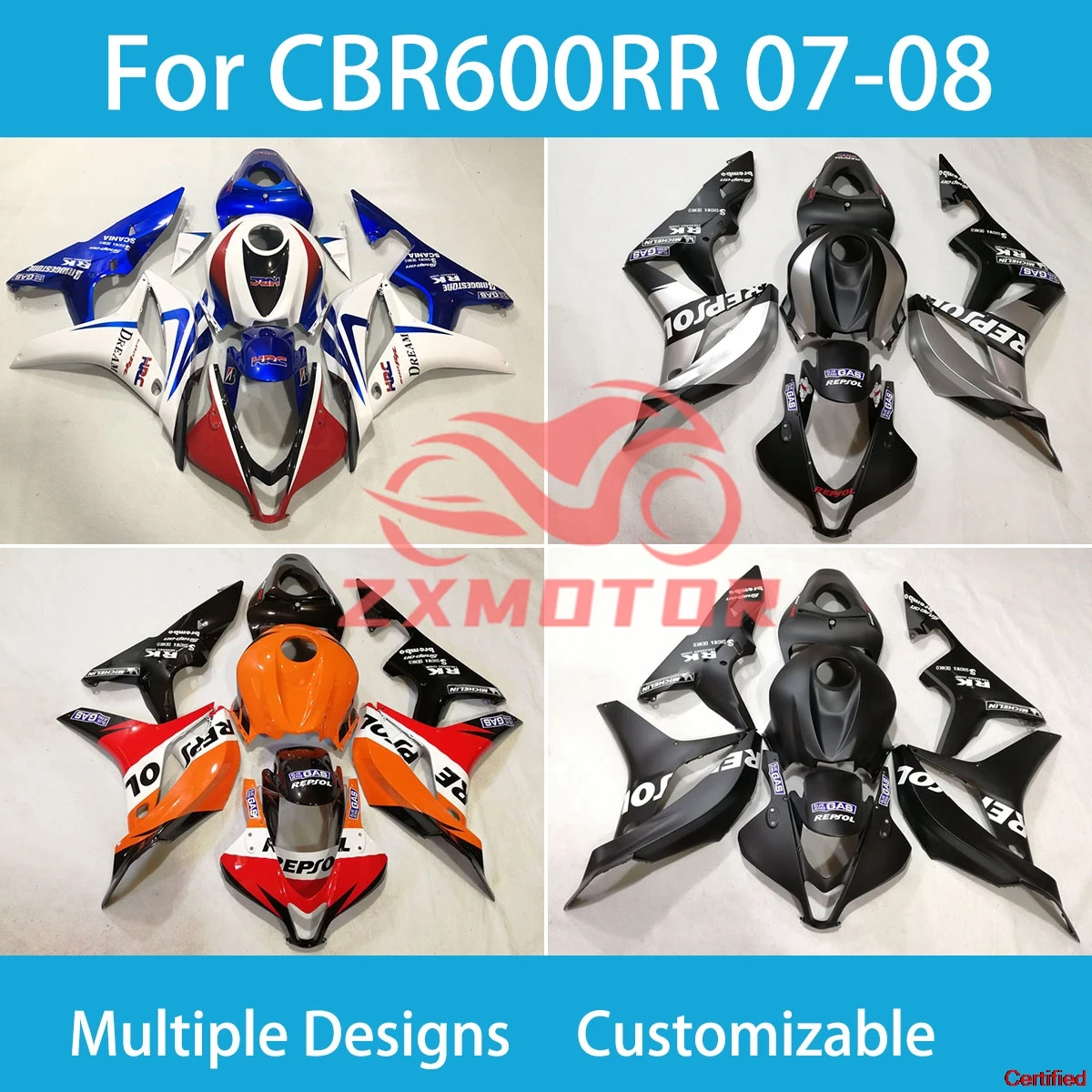 Комплект обтекателей для мотоциклов CBR600RR 07 08, настраиваемые обтекатели из АБС-пластика, набор панелей кузова для Honda CBR 600RR 2007 2008
Комплект обтекателей для мотоциклов CBR600RR 07 08, настраиваемые обтекатели из АБС-пластика, набор панелей кузова для Honda CBR 600RR 2007 2008