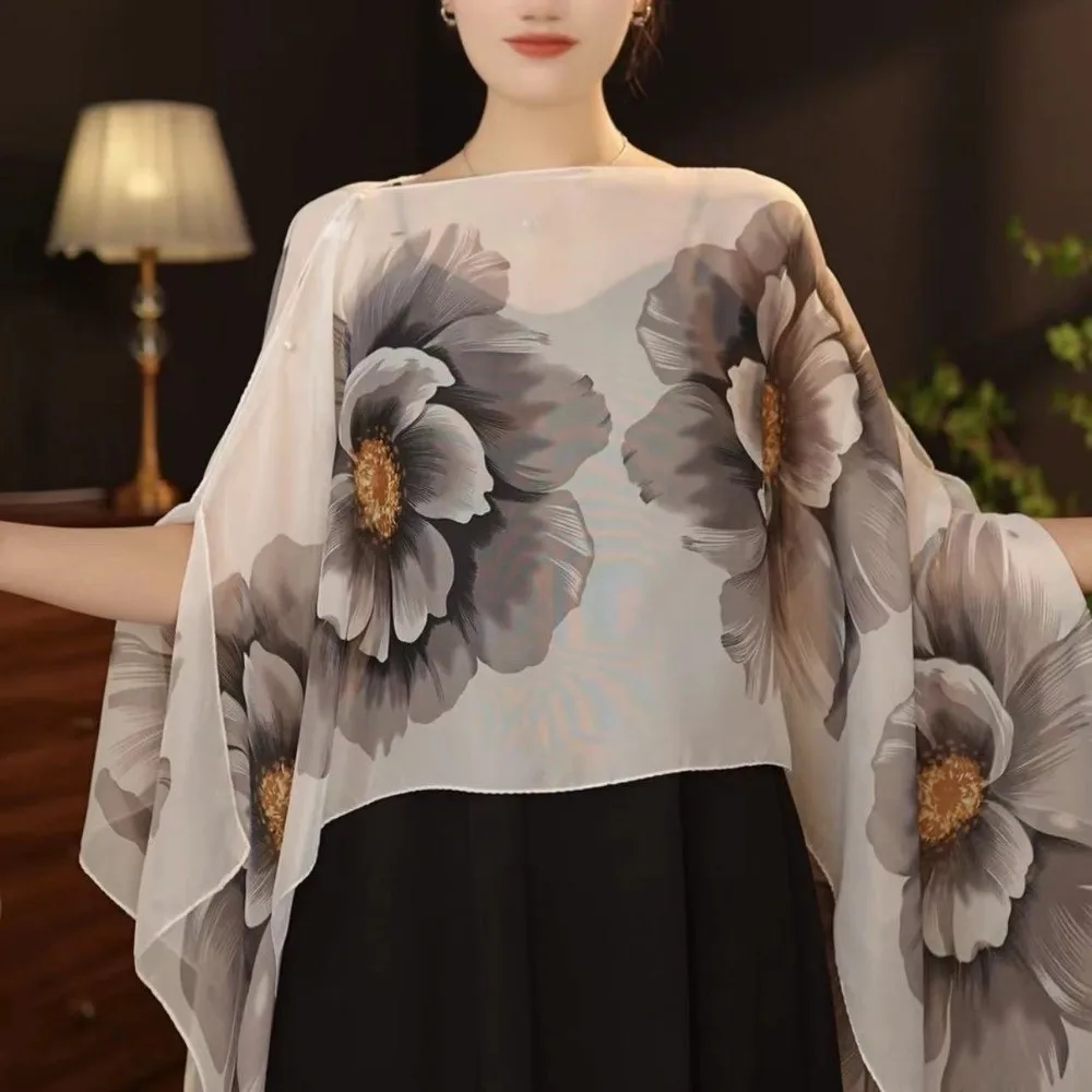 Multifuctional Breathable Shawl Long Length Flower Pattern Sun Protection Shawl Breathable Fabric Lightweight Chiffon Scarf
Multifuctional Breathable Shawl Long Length Flower Pattern Sun Protection Shawl Breathable Fabric Lightweight Chiffon Scarf