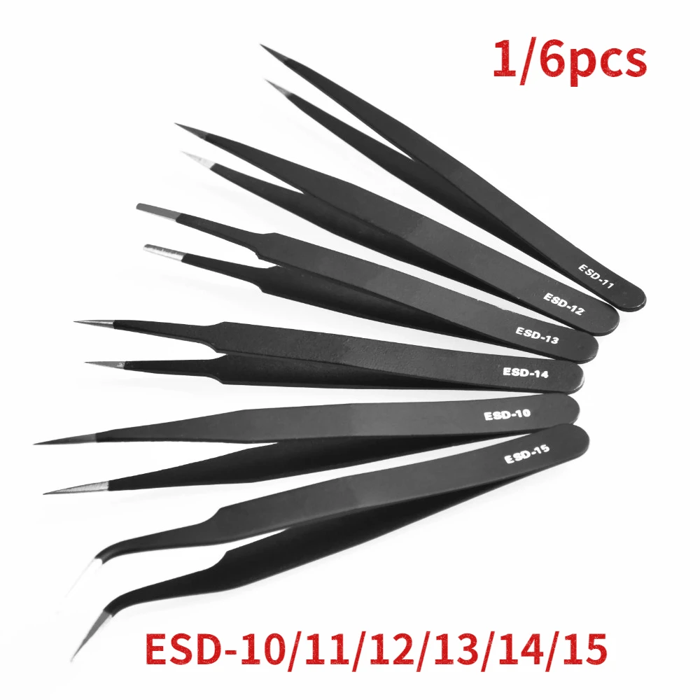 1/6PCS Anti-Static Stainless Steel Tweezers Set Maintenance Repair Tool Kit ESD-10/11/12/13/14/15
1/6PCS Anti-Static Stainless Steel Tweezers Set Maintenance Repair Tool Kit ESD-10/11/12/13/14/15
