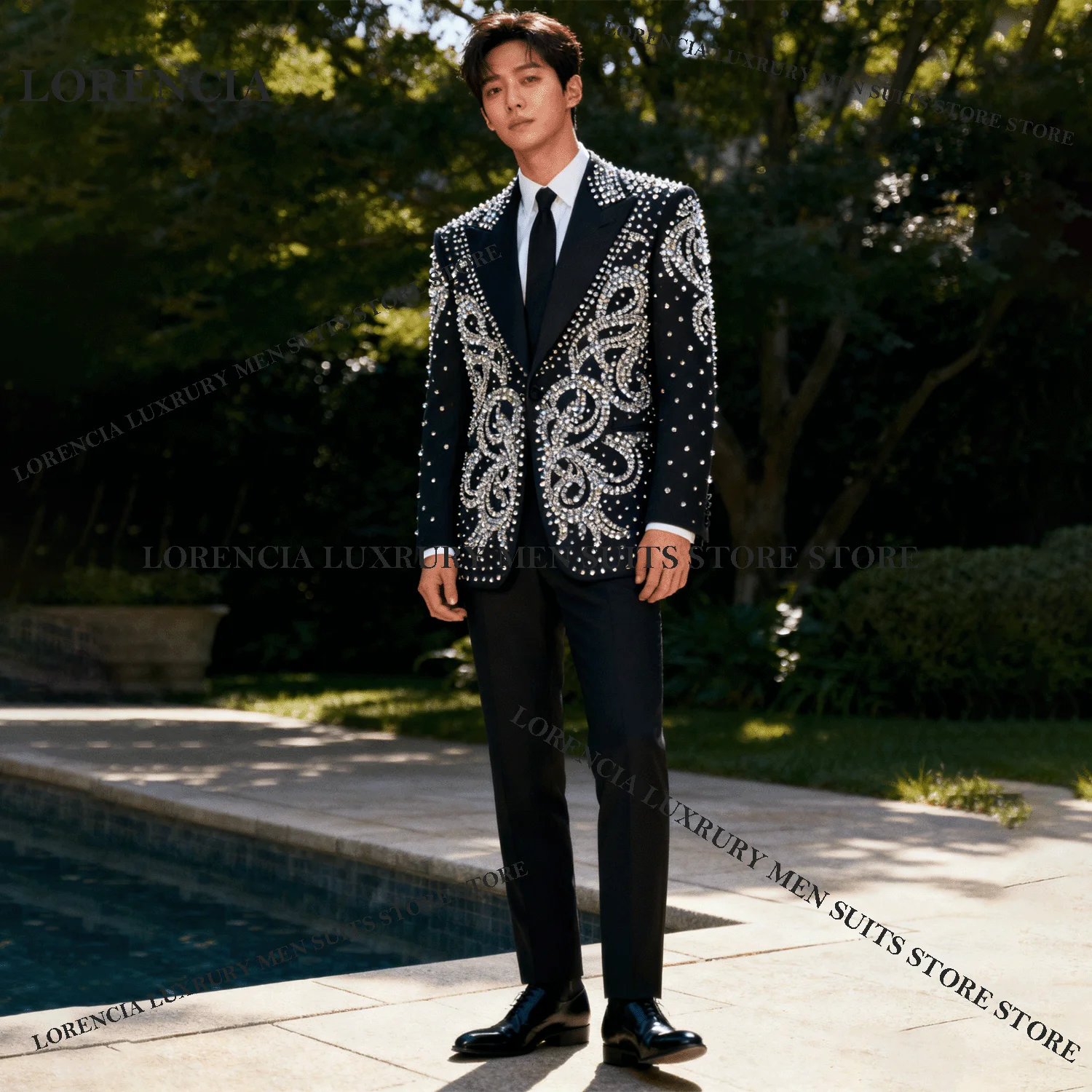 Customized Sparkly High-End Lapel Men 2 Pieces Suit Slim Fit Groom Sports Tuxedos Wedding Tailcoat Diamond Jewelry Ropa homre
Customized Sparkly High-End Lapel Men 2 Pieces Suit Slim Fit Groom Sports Tuxedos Wedding Tailcoat Diamond Jewelry Ropa homre