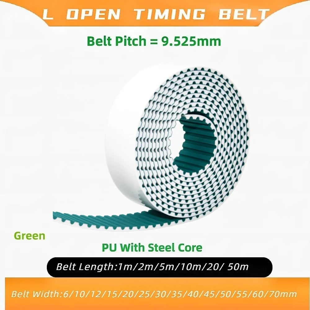 L Open Timing Belt Pitch 9.525mm Belt Width 6mm - 70mm Belt Polyurethane with Steel Core Belt L Drive Belt L Open Belt
L Open Timing Belt Pitch 9.525mm Belt Width 6mm - 70mm Belt Polyurethane with Steel Core Belt L Drive Belt L Open Belt