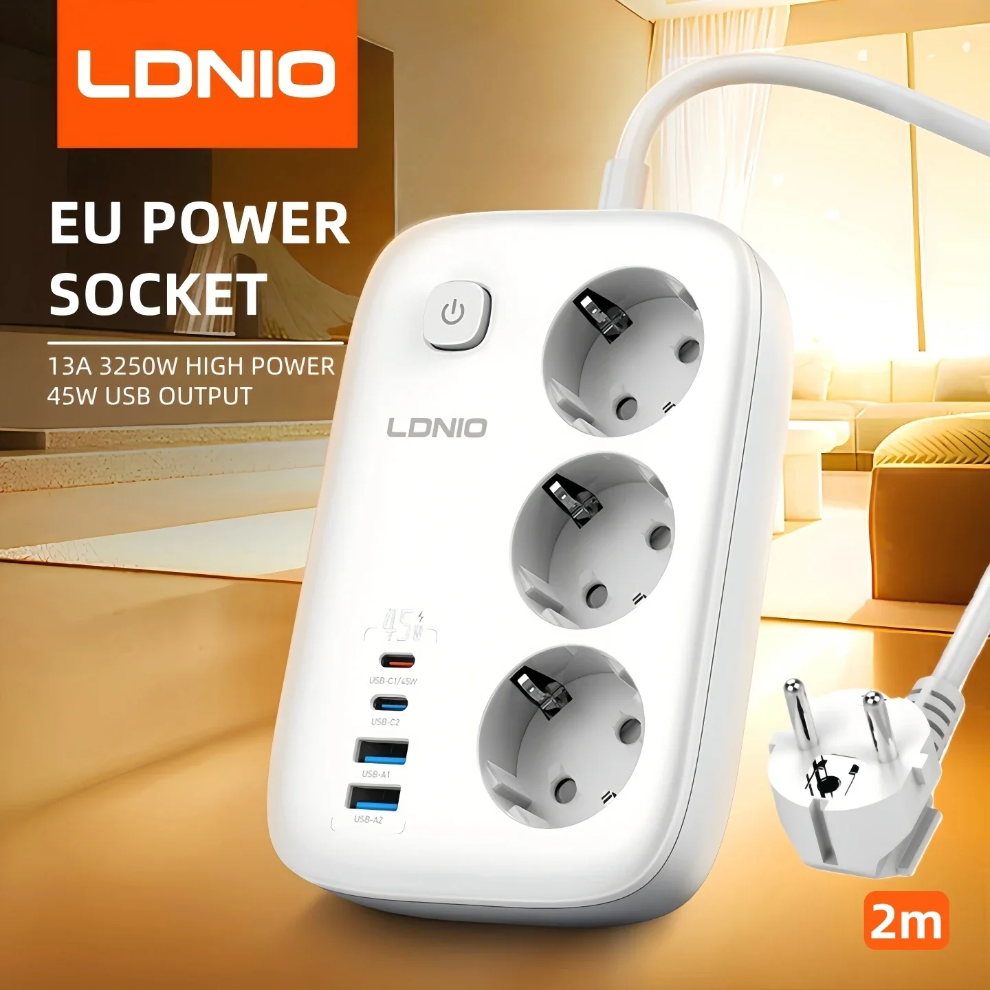 LDNIO Power Strip EU Standard Plug 3 Outlets with PD 45W 65W USB Fast Charging 2M Extension Cable Network Filter Socket Adapter
LDNIO Power Strip EU Standard Plug 3 Outlets with PD 45W 65W USB Fast Charging 2M Extension Cable Network Filter Socket Adapter