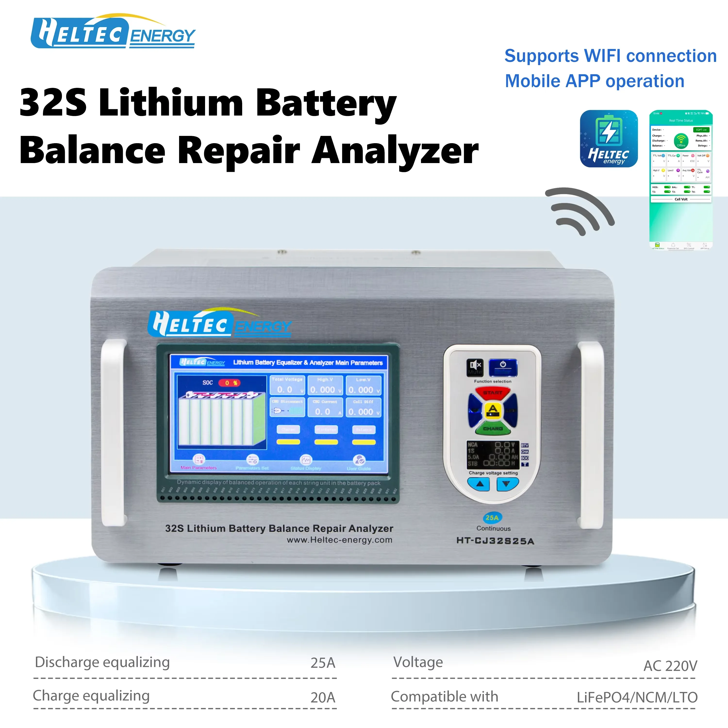 Heltec 32S Smart battery balancer/16S 24S lithium battery cells balancing repair machine 25A with WIFI APP Built-in charger for li-ion lifepo4 lto battery pack repair instrument charge/discharge balancer
Heltec 32S Smart battery balancer/16S 24S lithium battery cells balancing repair machine 25A with WIFI APP Built-in charger for li-ion lifepo4 lto battery pack repair instrument charge/discharge balancer