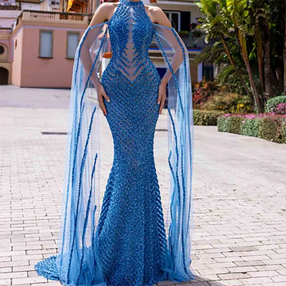 Elegant Blue Halter Sleeveless Sequind Mermaid Formal Evening Dresses Birthday Party Prom Gowns Customized
Elegant Blue Halter Sleeveless Sequind Mermaid Formal Evening Dresses Birthday Party Prom Gowns Customized