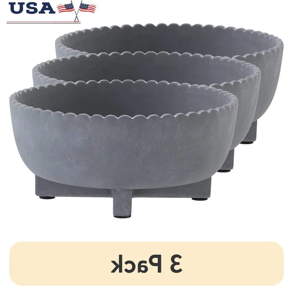 3 Pack Pottery Ceramic Scalloped Planter with Drainage Plug Indoor Outdoor Use Rustic Grey Design Succulents Flowers Houseplants
3 Pack Pottery Ceramic Scalloped Planter with Drainage Plug Indoor Outdoor Use Rustic Grey Design Succulents Flowers Houseplants