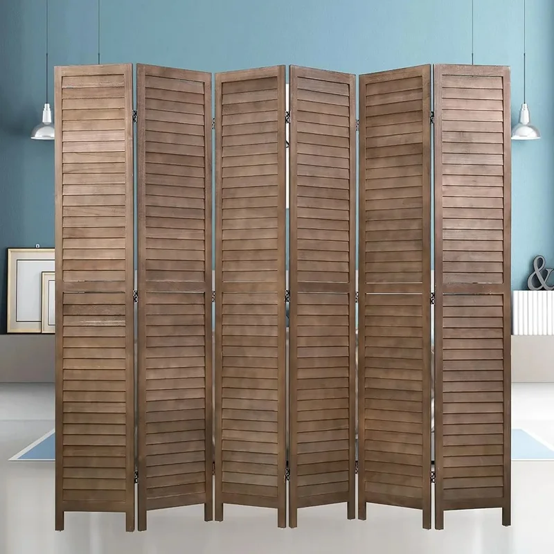 6-Panel Wood Room Divider with Wide Louvers and Non-Slip Mat, Double Hinged Privacy Screen for Home or Office
6-Panel Wood Room Divider with Wide Louvers and Non-Slip Mat, Double Hinged Privacy Screen for Home or Office