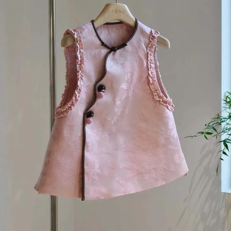 Women's Vest New Fashion Spring and Autumn Loose Cardigan Jacquard Pink Vest Coat with Cotton Outside Wearing Wild Pink Coat
Women's Vest New Fashion Spring and Autumn Loose Cardigan Jacquard Pink Vest Coat with Cotton Outside Wearing Wild Pink Coat