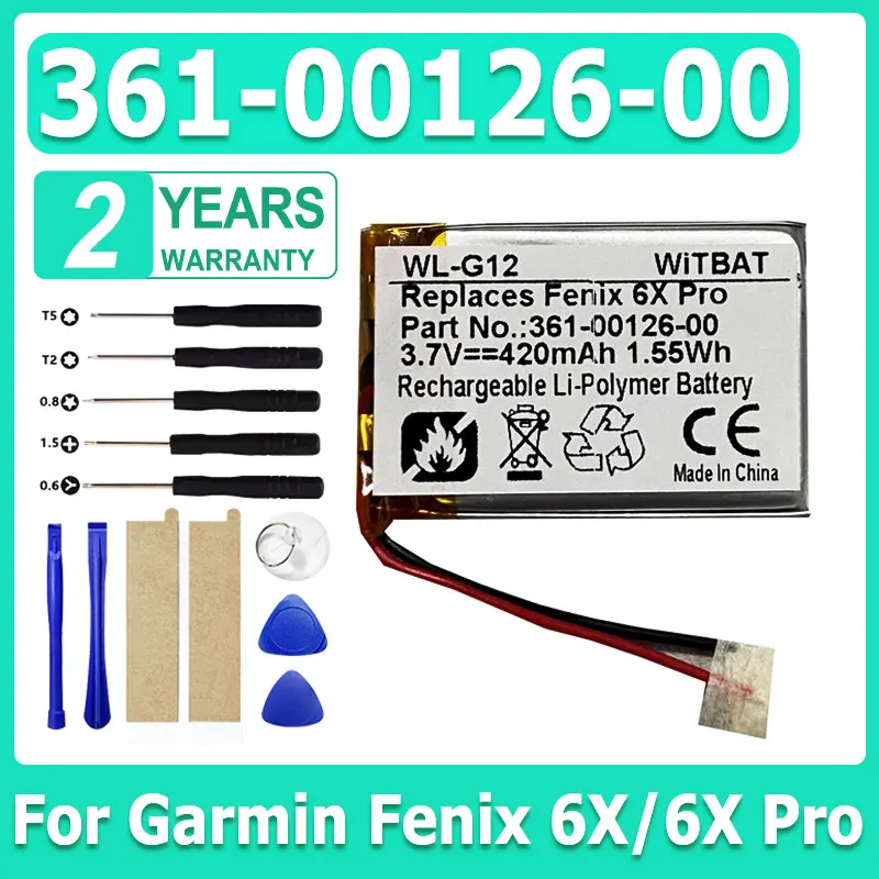 361-00126-00 Сменный аккумулятор 361-00126-00 для Garmin Fenix 6X, Fenix 6X Pro 420MAH аккумулятор для умных часов + бесплатные инструменты
361-00126-00 Сменный аккумулятор 361-00126-00 для Garmin Fenix 6X, Fenix 6X Pro 420MAH аккумулятор для умных часов + бесплатные инструменты