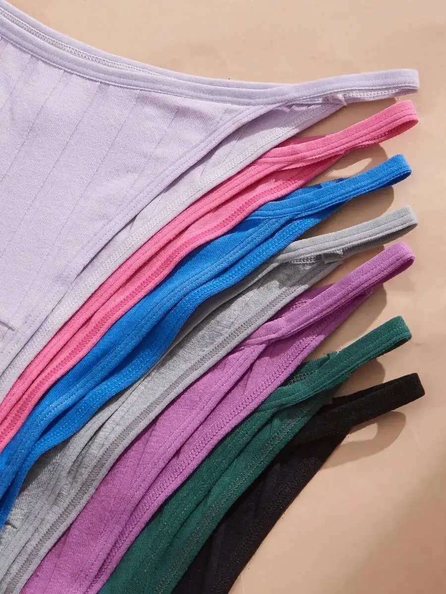 7pcs Women Solid Color Ribbed Comfortable Bikini Briefs
7pcs Women Solid Color Ribbed Comfortable Bikini Briefs
