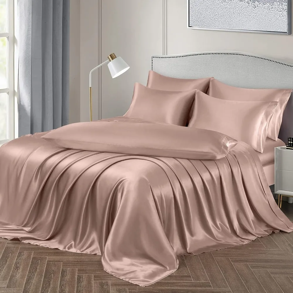 7 Pieces Satin Sheets Set Queen Size, Luxury Silky Champagne Satin Bed Sheets Set with 1 Deep Pocket Fitted Sheet, Bedding Set
7 Pieces Satin Sheets Set Queen Size, Luxury Silky Champagne Satin Bed Sheets Set with 1 Deep Pocket Fitted Sheet, Bedding Set