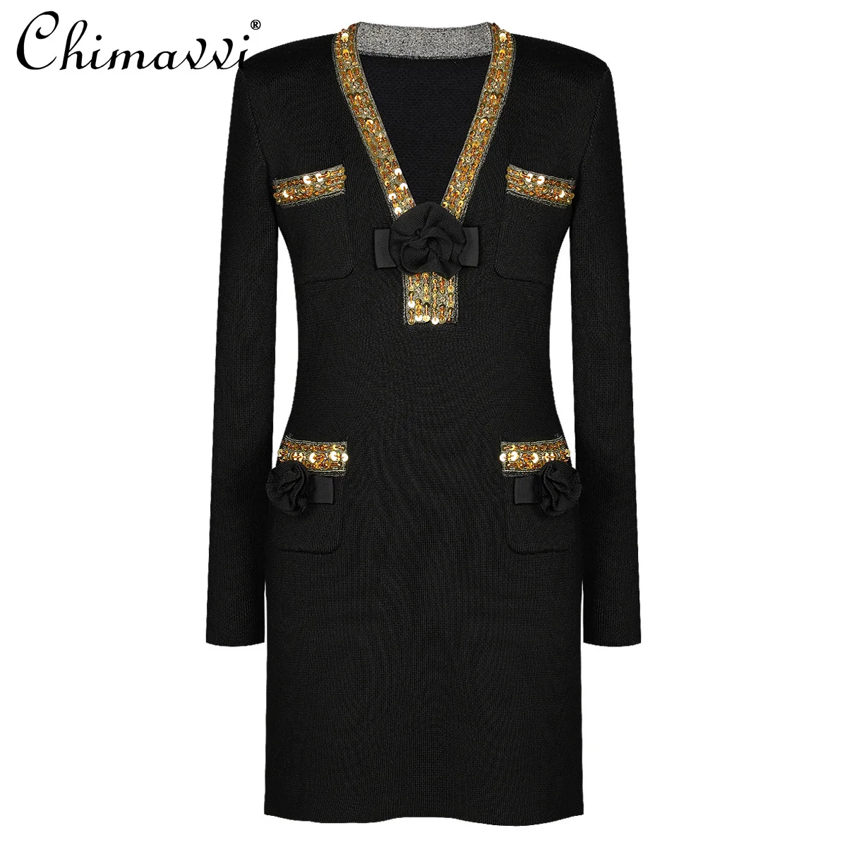 2025 Spring and Autumn New Fashion Knitted V-neck Slim-fit Short Dress Heavy Beads High Waist Elegant Party Long-sleeved Dresses
2025 Spring and Autumn New Fashion Knitted V-neck Slim-fit Short Dress Heavy Beads High Waist Elegant Party Long-sleeved Dresses