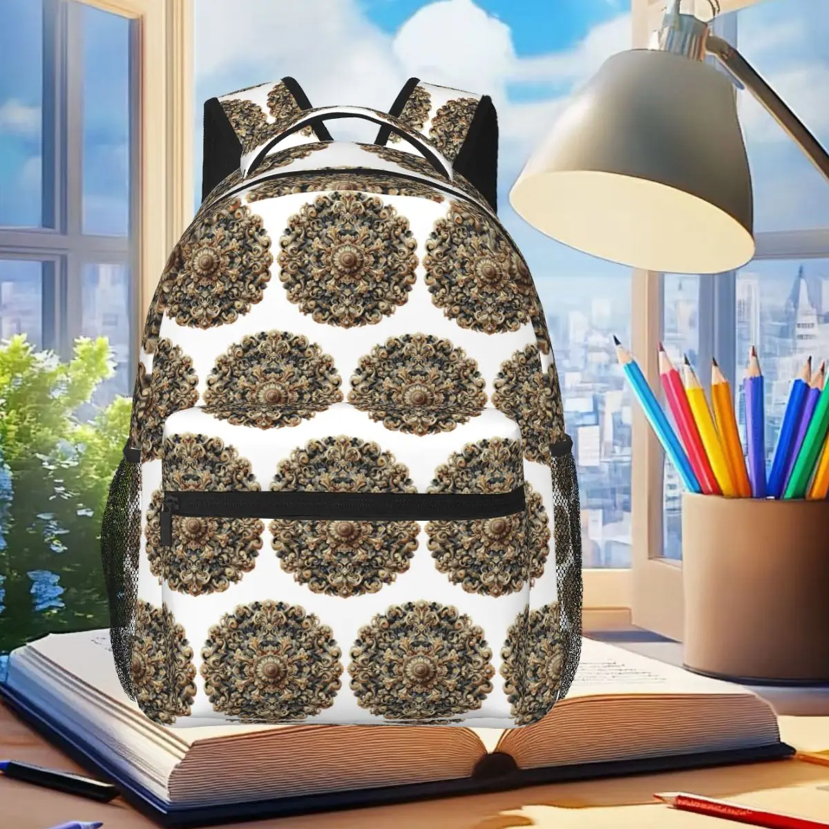 Golden Baroque Mandala Backpack Student Boys Girls BookBag Kids School Bag Laptop Shoulder Bags for Men Women
Golden Baroque Mandala Backpack Student Boys Girls BookBag Kids School Bag Laptop Shoulder Bags for Men Women