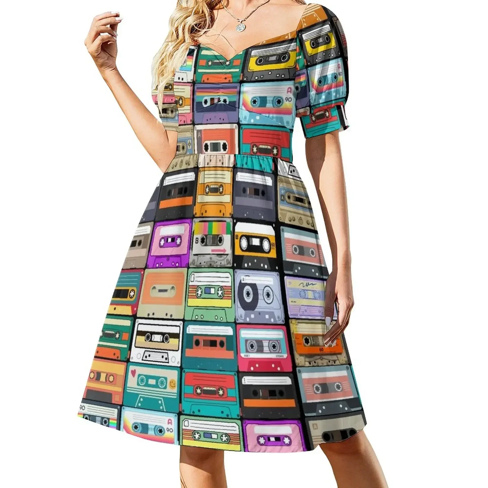 Cassette tape Short-Sleeved Dress evening dresses ladies women's luxury party dress Dress
Cassette tape Short-Sleeved Dress evening dresses ladies women's luxury party dress Dress