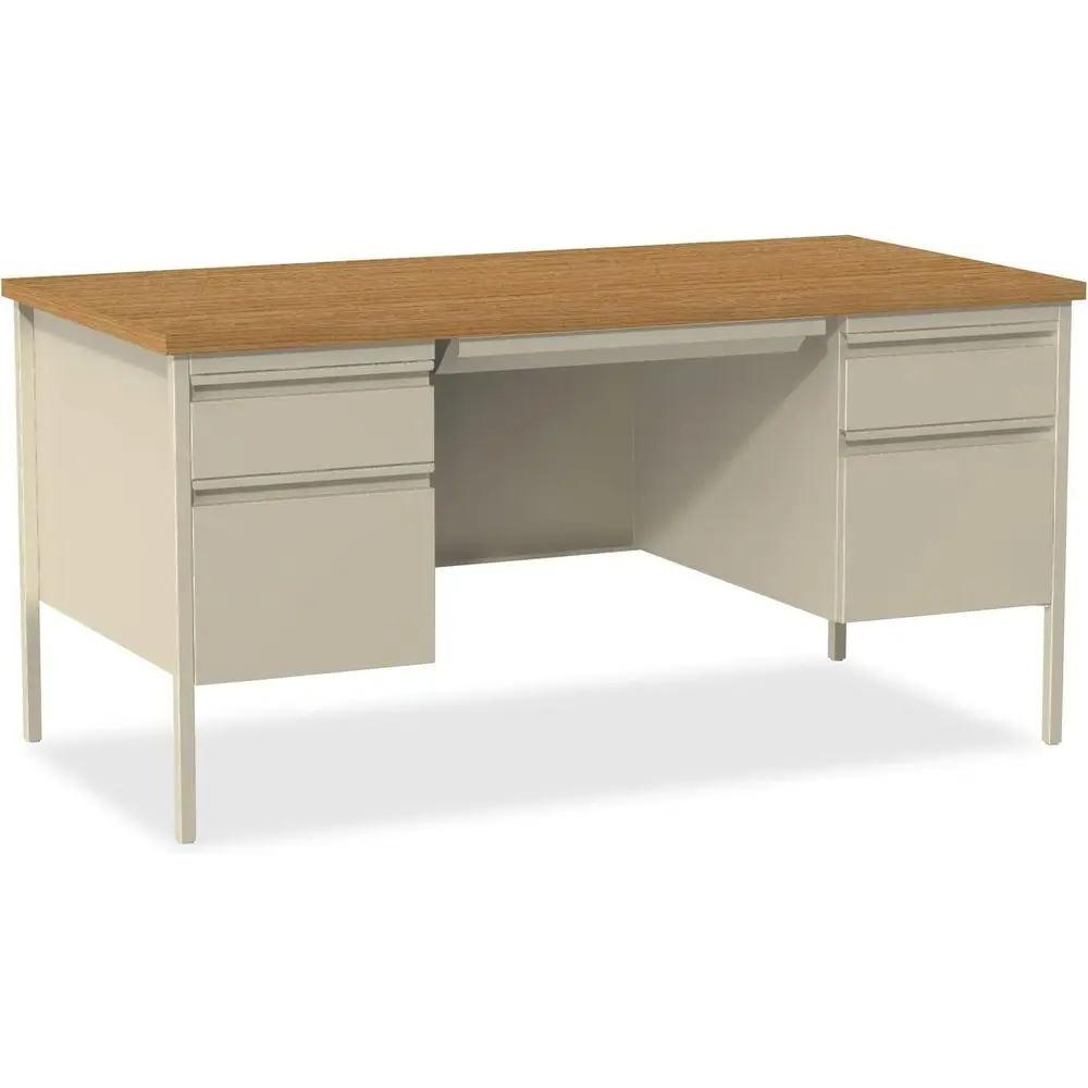Double Pedestal Desk, 30 x 60 x 29.5, Putty Metal Base, Oak Laminate Surface
Double Pedestal Desk, 30 x 60 x 29.5, Putty Metal Base, Oak Laminate Surface