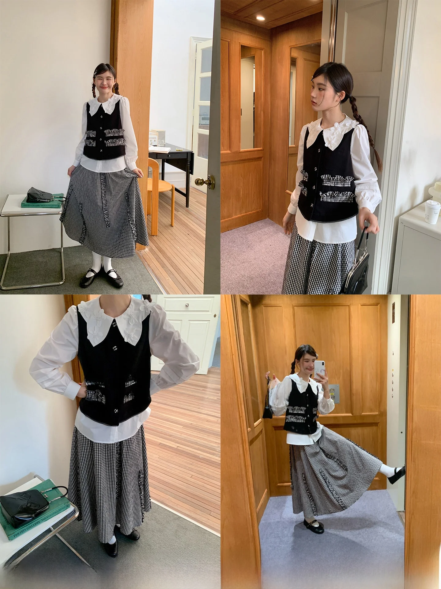 Hello Plaid Skirt And Vest Set Women's Faion Spring Autumn Design Sense Two Piece Set Long Sve Winter Use
Hello Plaid Skirt And Vest Set Women's Faion Spring Autumn Design Sense Two Piece Set Long Sve Winter Use
