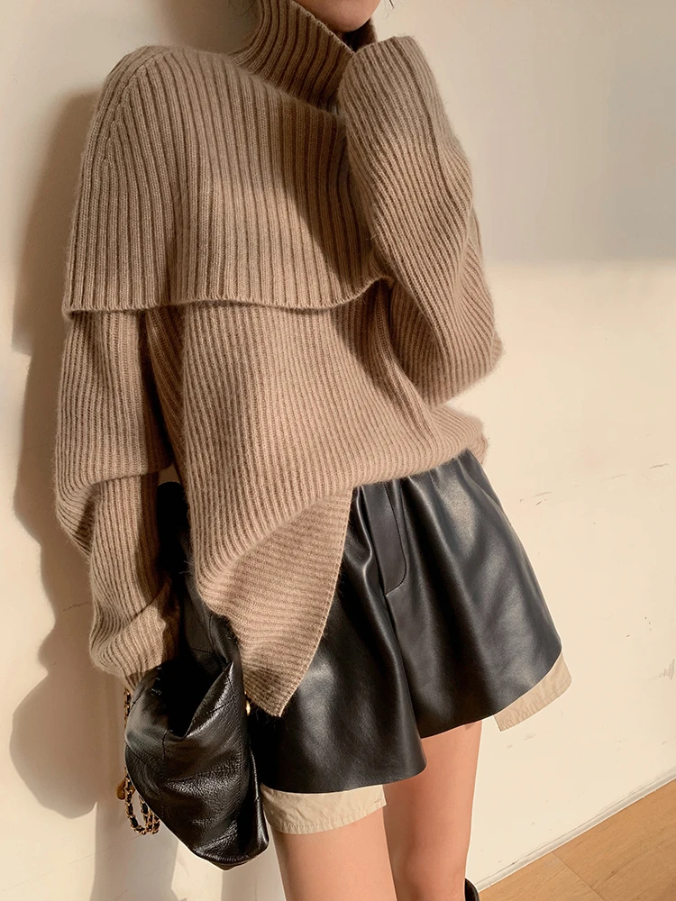 Custom camel design sense two-piece women's autumn and winter sweater cashmere sweater top high neck scarf shawl
Custom camel design sense two-piece women's autumn and winter sweater cashmere sweater top high neck scarf shawl