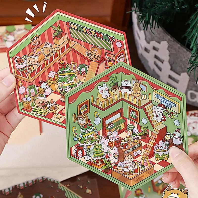 3D Miniature Scene Stickers Christmas Theme Cartoon Pocket Cabin Scene Stacking and Pasting Festival Birthday Gift for Kids
3D Miniature Scene Stickers Christmas Theme Cartoon Pocket Cabin Scene Stacking and Pasting Festival Birthday Gift for Kids