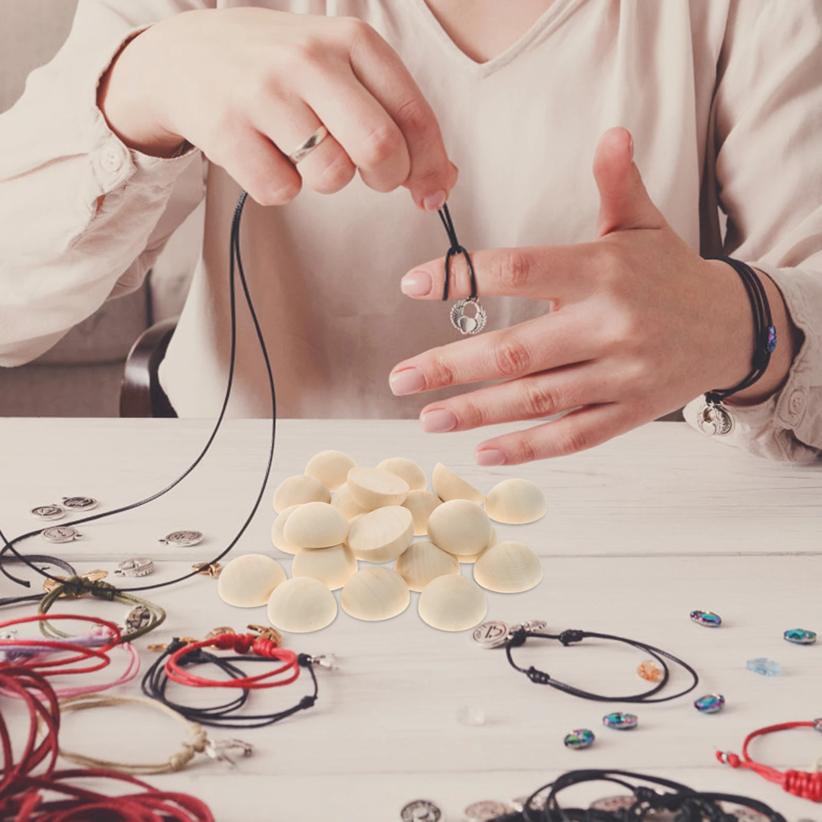 100Pcs Natural Unfinished Wood Beads Half Wooden Beads Smooth Surface DIY Jewelry Making Craft Supplies DIY Craft Half Balls
100Pcs Natural Unfinished Wood Beads Half Wooden Beads Smooth Surface DIY Jewelry Making Craft Supplies DIY Craft Half Balls