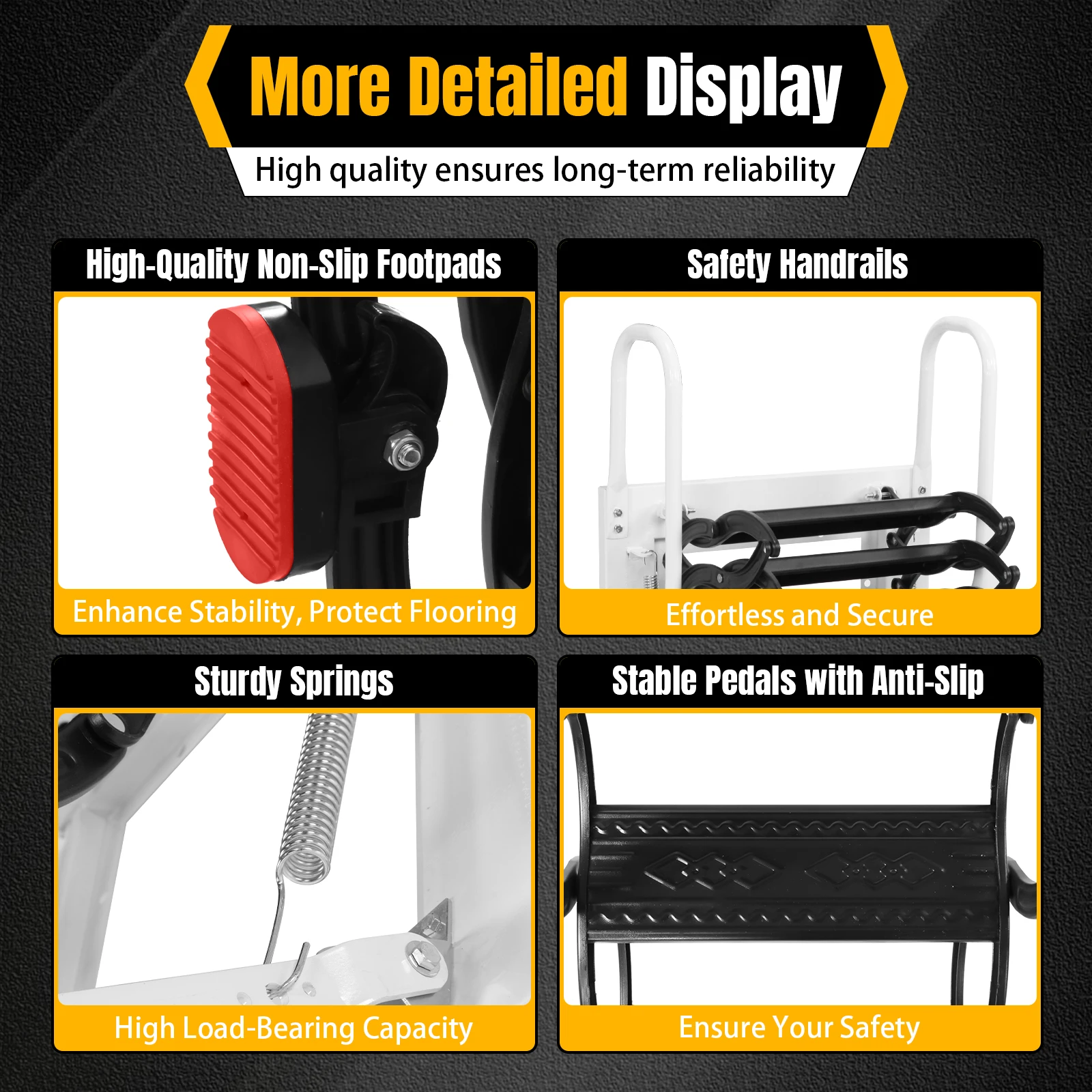 Hidden Mount Attic Extension Stairs Anti-Slip Manganese Steel Attic Staircases 440LBS Capacity for Garages/Roofs/Basements
Hidden Mount Attic Extension Stairs Anti-Slip Manganese Steel Attic Staircases 440LBS Capacity for Garages/Roofs/Basements