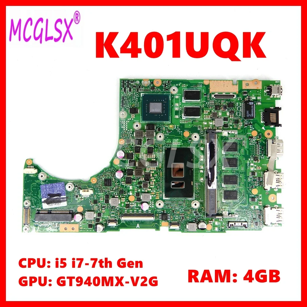 K401UQK Laptop Motherboard For Asus K401UQ K401UQK K401UB A401U V401U K401U A400U Mainboard i5 i7-7th CPU GT940M GPU 4GB-RAM
K401UQK Laptop Motherboard For Asus K401UQ K401UQK K401UB A401U V401U K401U A400U Mainboard i5 i7-7th CPU GT940M GPU 4GB-RAM