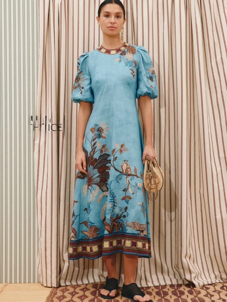 Susan Australian Casual Blue Linen Jungle Mystery Bubble Sleeve Mid-Length Dress Women's Fashion European Style A-Line Skirt
Susan Australian Casual Blue Linen Jungle Mystery Bubble Sleeve Mid-Length Dress Women's Fashion European Style A-Line Skirt