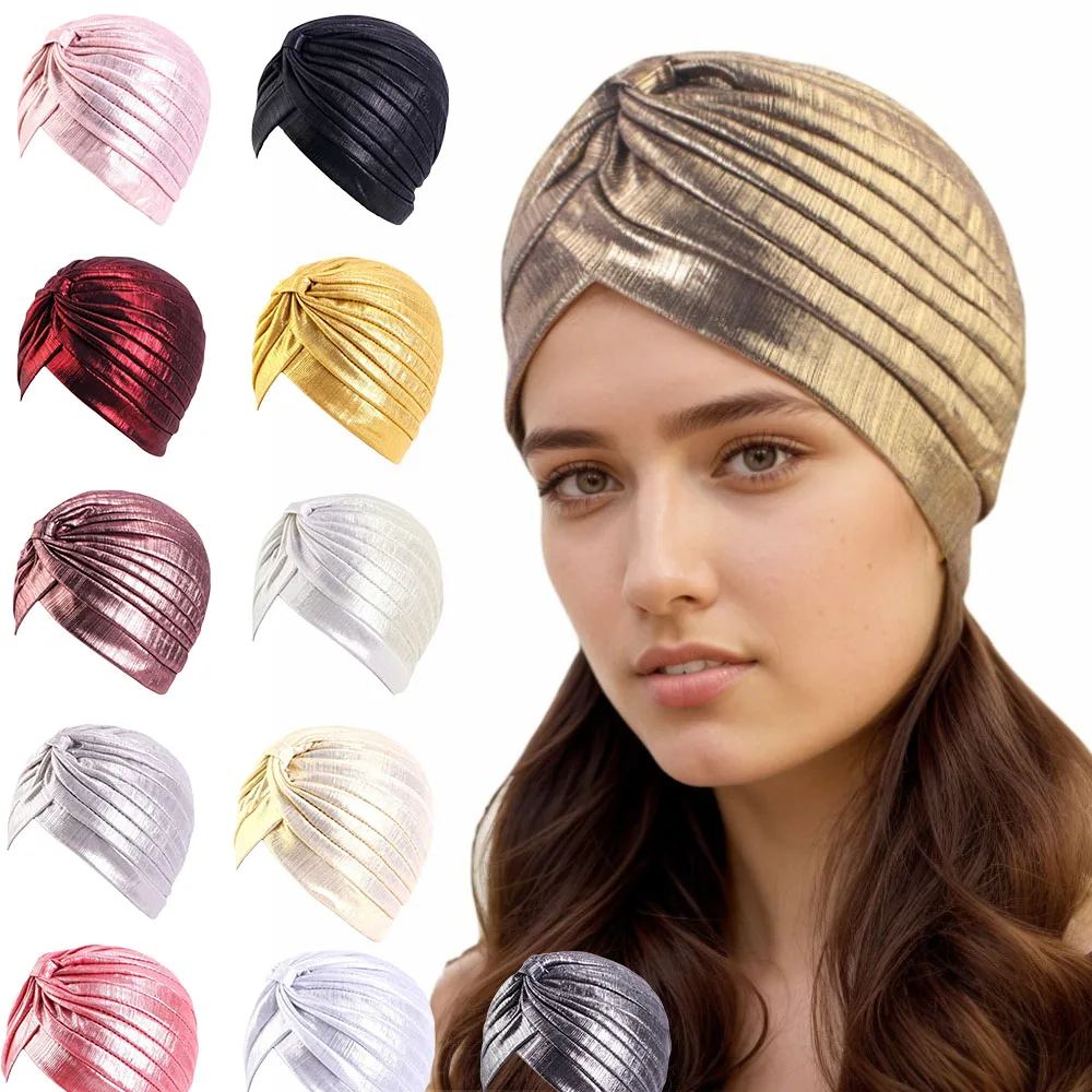 Women Gold Silver Pleated Turban Hat Chemo Bandana Hijab Indian Cap Hair Loss Headscarf Muslim Headwear Ladies Turbante Hat
Women Gold Silver Pleated Turban Hat Chemo Bandana Hijab Indian Cap Hair Loss Headscarf Muslim Headwear Ladies Turbante Hat