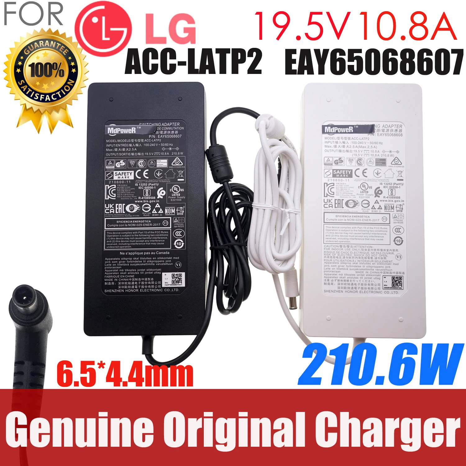 Genuine AC Adapter 210W 19.5V 10.8A ACC-LATP1 EAY65068604 for LG LED/LCD/TV Monitor 32UL950-W 32BL75U-W 32BL75U-W Power Supply
Genuine AC Adapter 210W 19.5V 10.8A ACC-LATP1 EAY65068604 for LG LED/LCD/TV Monitor 32UL950-W 32BL75U-W 32BL75U-W Power Supply