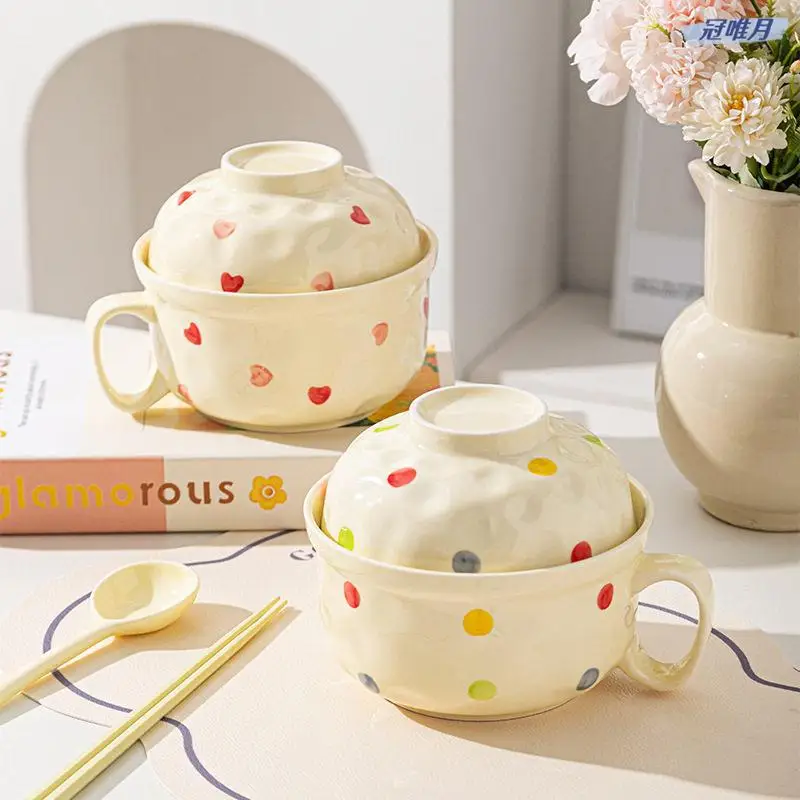 High-end Ceramic Noodle Bowl with Lid Cute Student Bowl round Shape Stainless Steel Making Process Simple Pure Color Design
High-end Ceramic Noodle Bowl with Lid Cute Student Bowl round Shape Stainless Steel Making Process Simple Pure Color Design