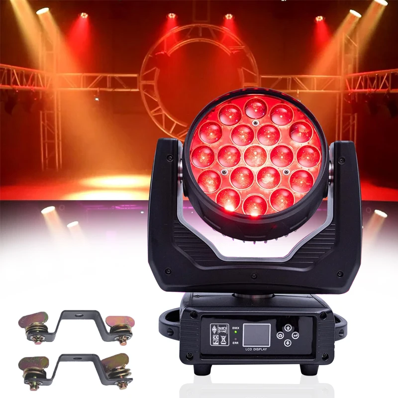19x15W RGBW LED Moving Head Light Zoom Beam Wash 4in1 Stage Light, DMX512 Sound Activated for Disco Party Concert Theater DJ Li
19x15W RGBW LED Moving Head Light Zoom Beam Wash 4in1 Stage Light, DMX512 Sound Activated for Disco Party Concert Theater DJ Li