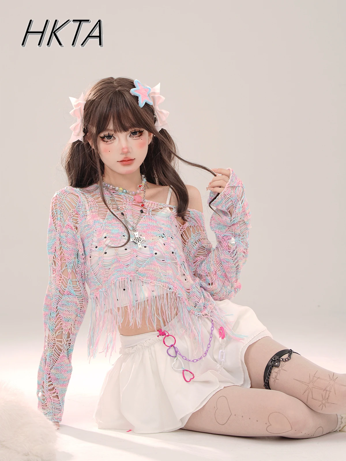 Lolita Sweet Cute Hollow Out Color Short Smocks Sweater Outwear Women Summer Thin Loose Off Shoulder Knitted Sunscreen Shirt Top
Lolita Sweet Cute Hollow Out Color Short Smocks Sweater Outwear Women Summer Thin Loose Off Shoulder Knitted Sunscreen Shirt Top