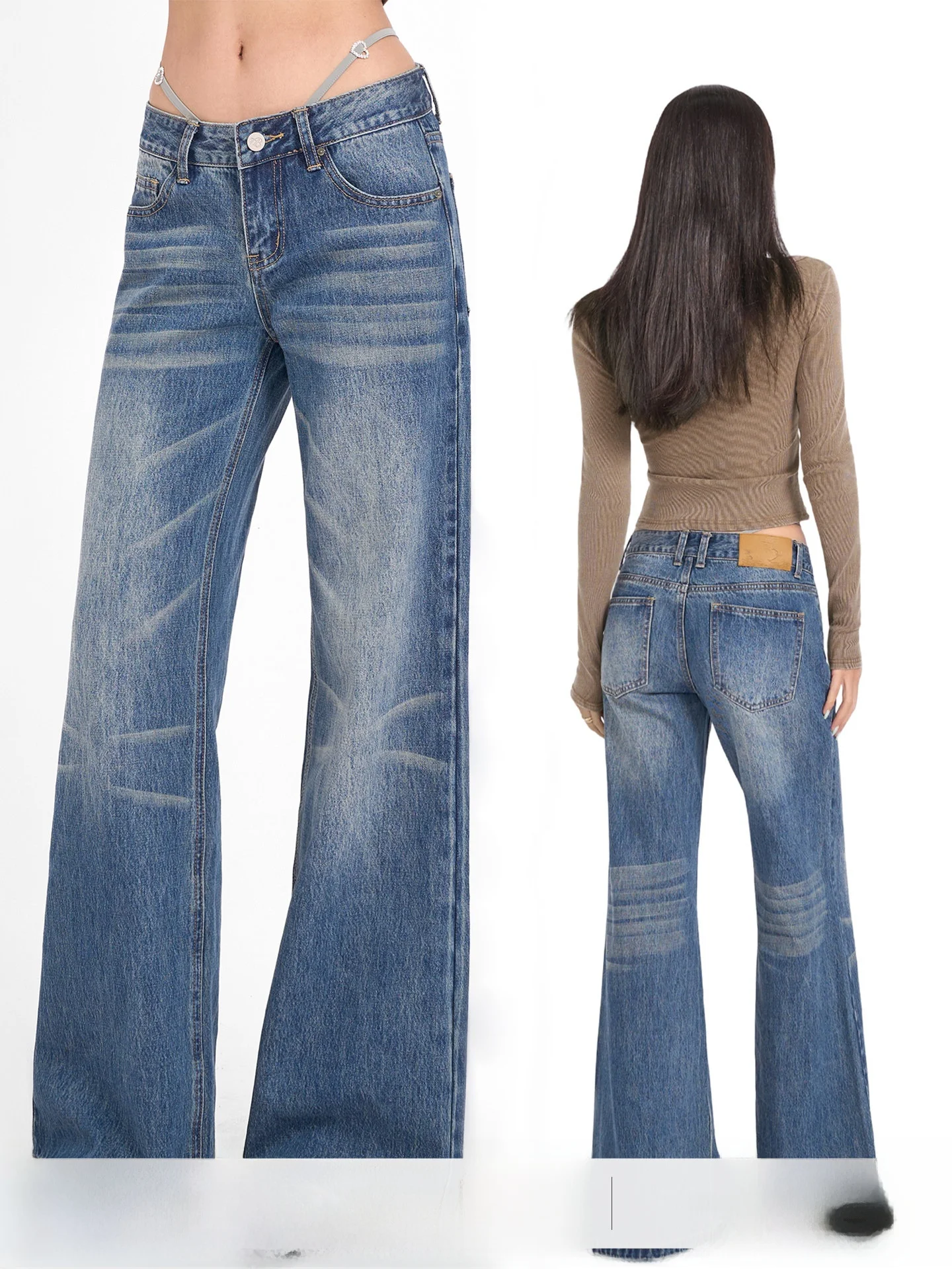 American Style Retro Low Waist Straight Leg Jeans Women's Washed Loose Slimming Long Pants Abmy Spring 2026 New Arrival
American Style Retro Low Waist Straight Leg Jeans Women's Washed Loose Slimming Long Pants Abmy Spring 2026 New Arrival