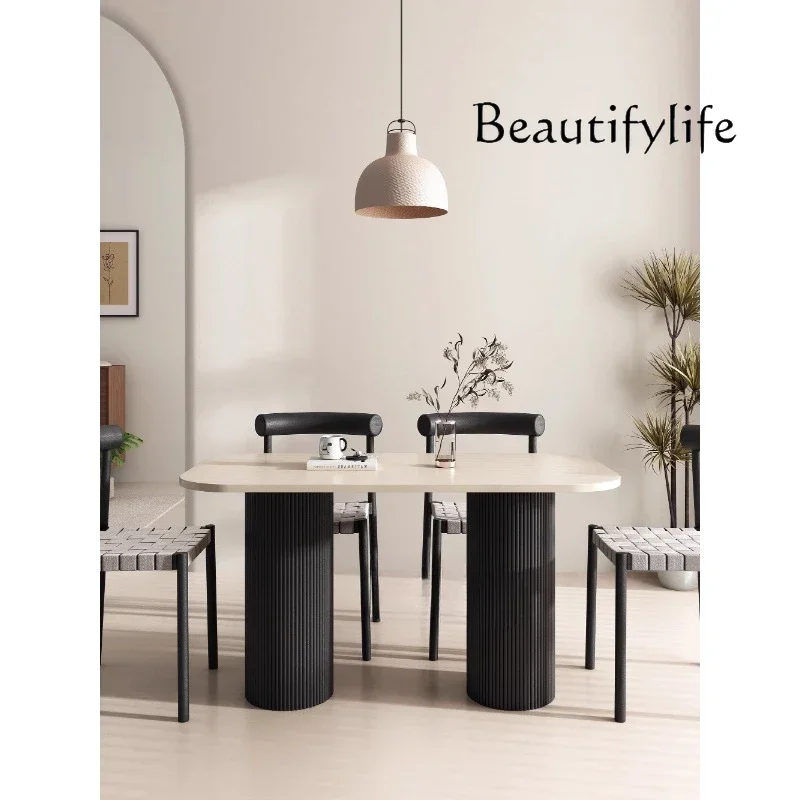 French Cream Style Black and White Dining Table Home Oval Dining Table Light Luxury Desk
French Cream Style Black and White Dining Table Home Oval Dining Table Light Luxury Desk