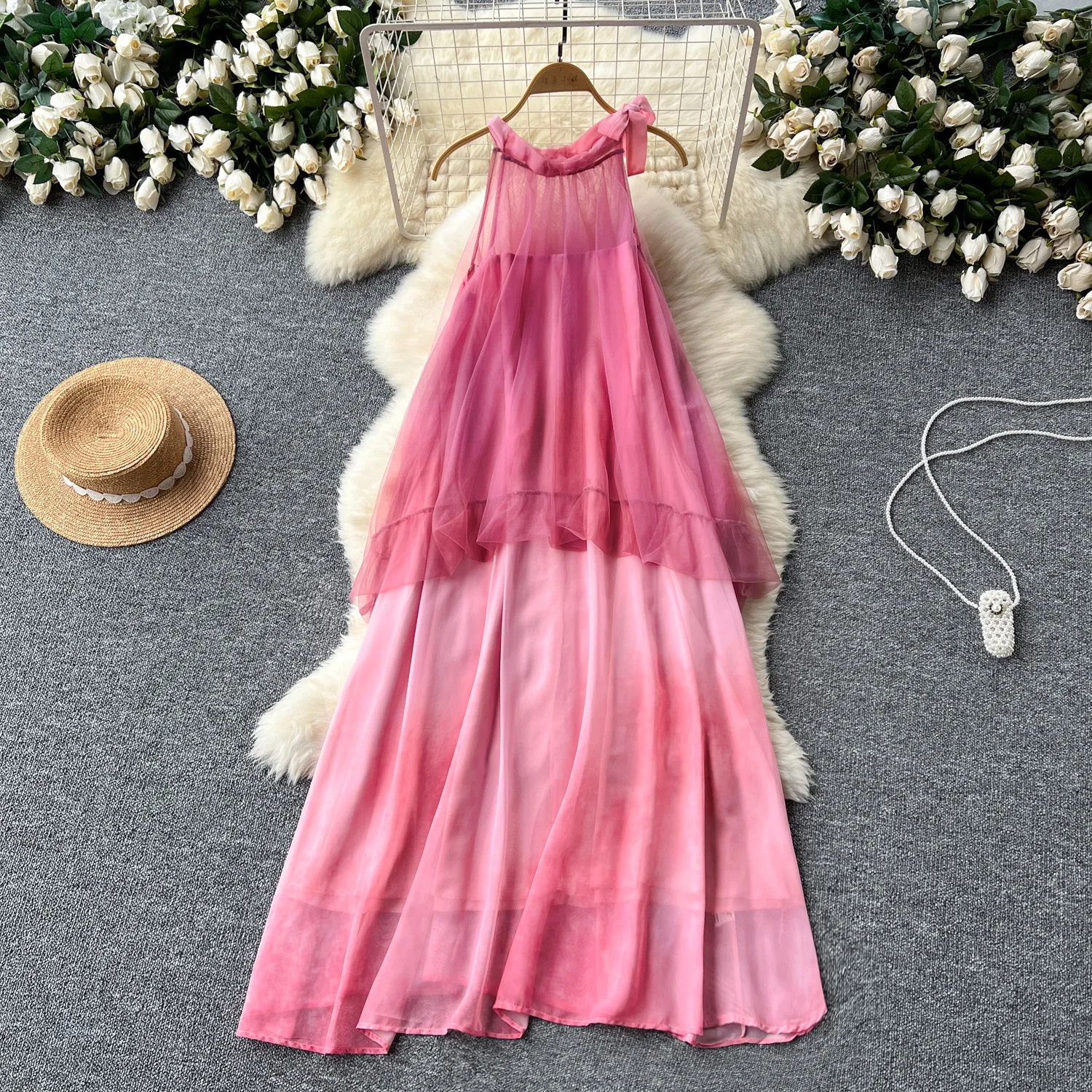 Chic Halter mesh PATCHWORK Dress Elegant sleeveless Fashion dresses Beach Casual Vacation Summer Women loose dresses
Chic Halter mesh PATCHWORK Dress Elegant sleeveless Fashion dresses Beach Casual Vacation Summer Women loose dresses