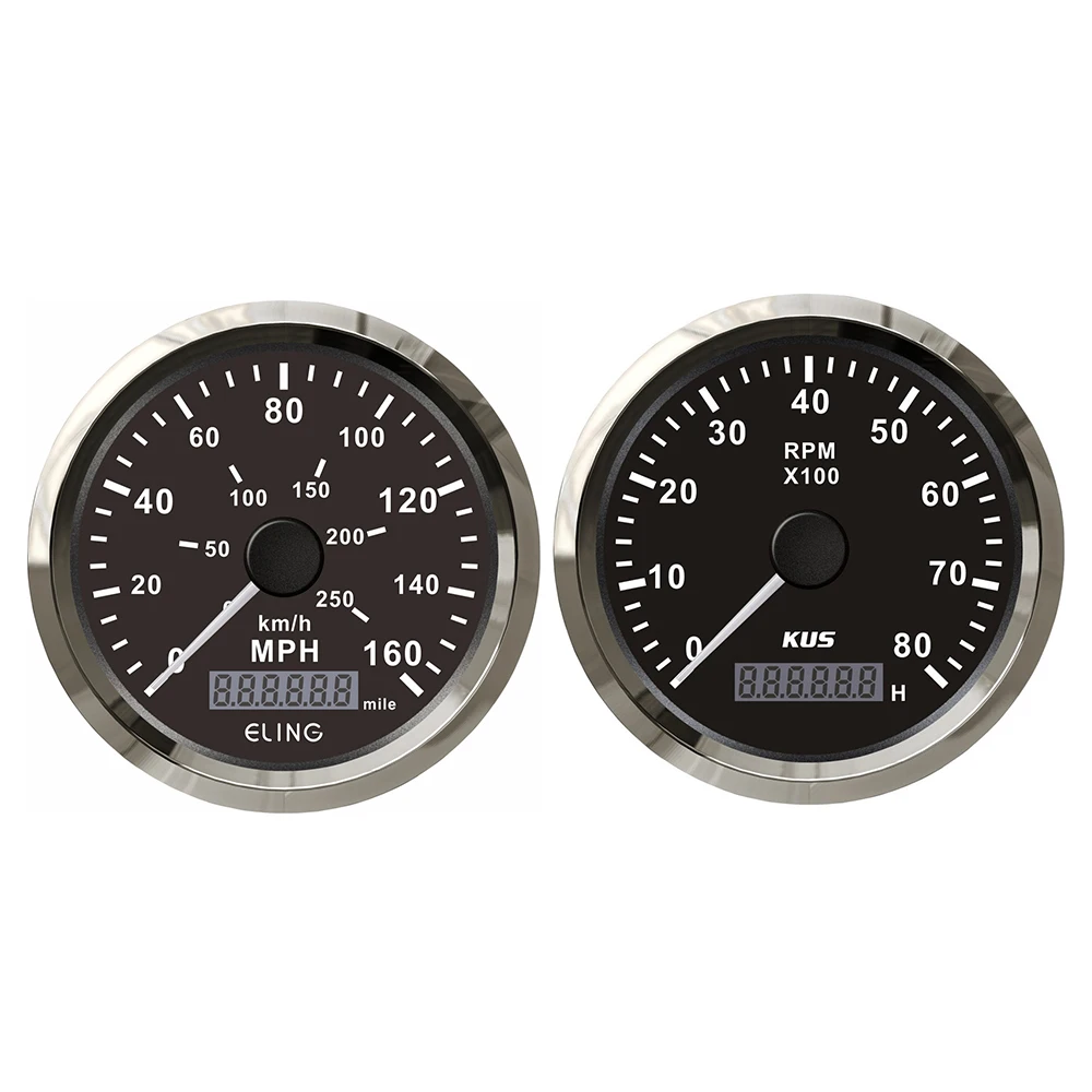 ELING 2 Gauge Set 85mm GPS Speedometer 40M 80M 160M with RPM Tachometer Gauge with Backlight 12V 24V for Car Trucks SUV Vessels
ELING 2 Gauge Set 85mm GPS Speedometer 40M 80M 160M with RPM Tachometer Gauge with Backlight 12V 24V for Car Trucks SUV Vessels