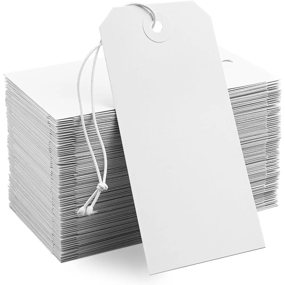 100 Pack White Shipping Tags with Elastic String Blank Labeling Tags with Strings Attached, 4 3/4" x 2 3/8"
100 Pack White Shipping Tags with Elastic String Blank Labeling Tags with Strings Attached, 4 3/4" x 2 3/8"