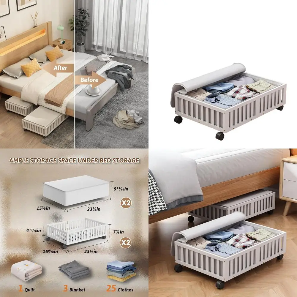 Контейнеры для хранения под кроватью на колесиках, 2 шт., деревянные органайзеры для обуви с колесиками для спальни, гардероба и игрушек, белые
Контейнеры для хранения под кроватью на колесиках, 2 шт., деревянные органайзеры для обуви с колесиками для спальни, гардероба и игрушек, белые