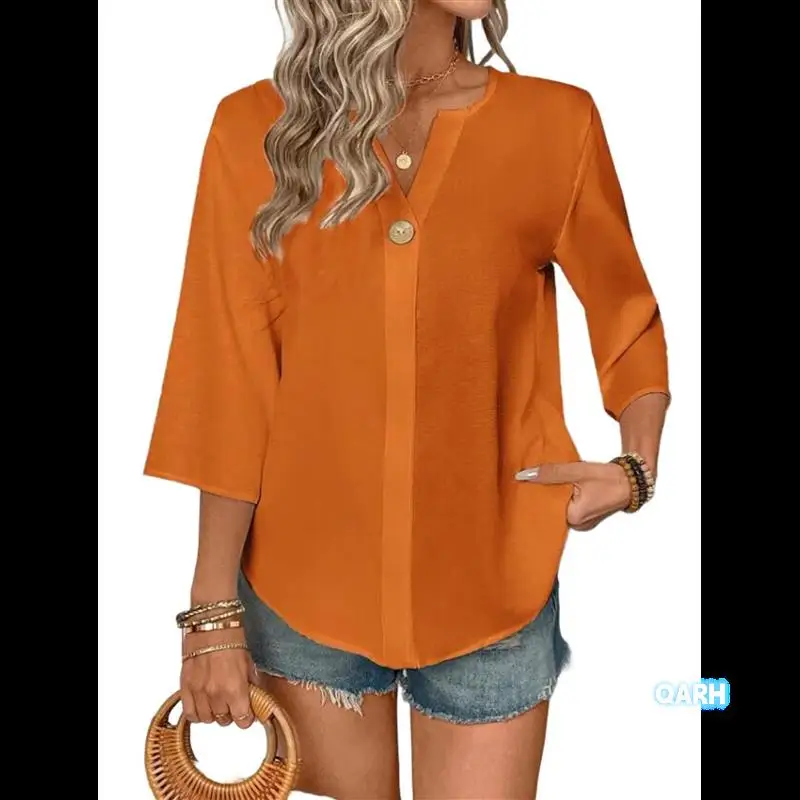 Women's Linen Shirt Casual Button V Neck Long Sleeve Shirts Breathable Summer T Shirts Solid Blouses Tops
Women's Linen Shirt Casual Button V Neck Long Sleeve Shirts Breathable Summer T Shirts Solid Blouses Tops