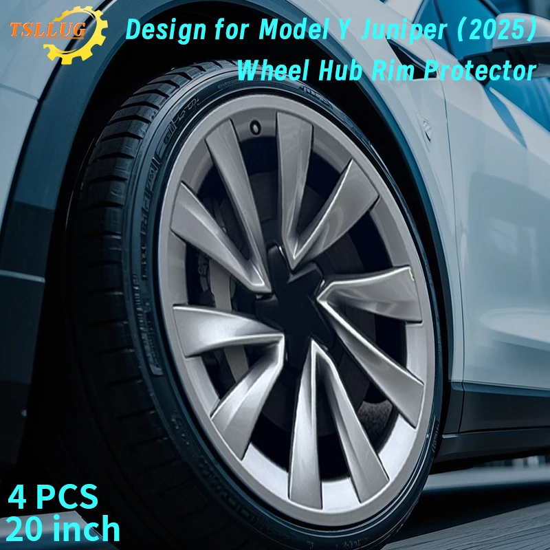 TSLLUG 4PCS Design For Tesla Model Y Juniper 2025 20-inch Ring Protection Wheel Hub Rim Protector Accessorie for Tesla